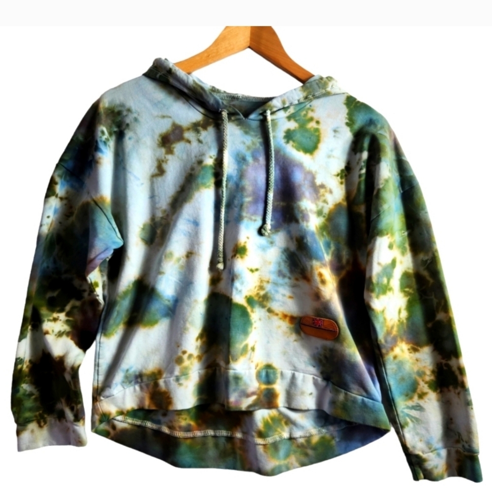 OOAK🔹️Custom Dyed Crop Hoodie Cotton/Spandex Womens Medium